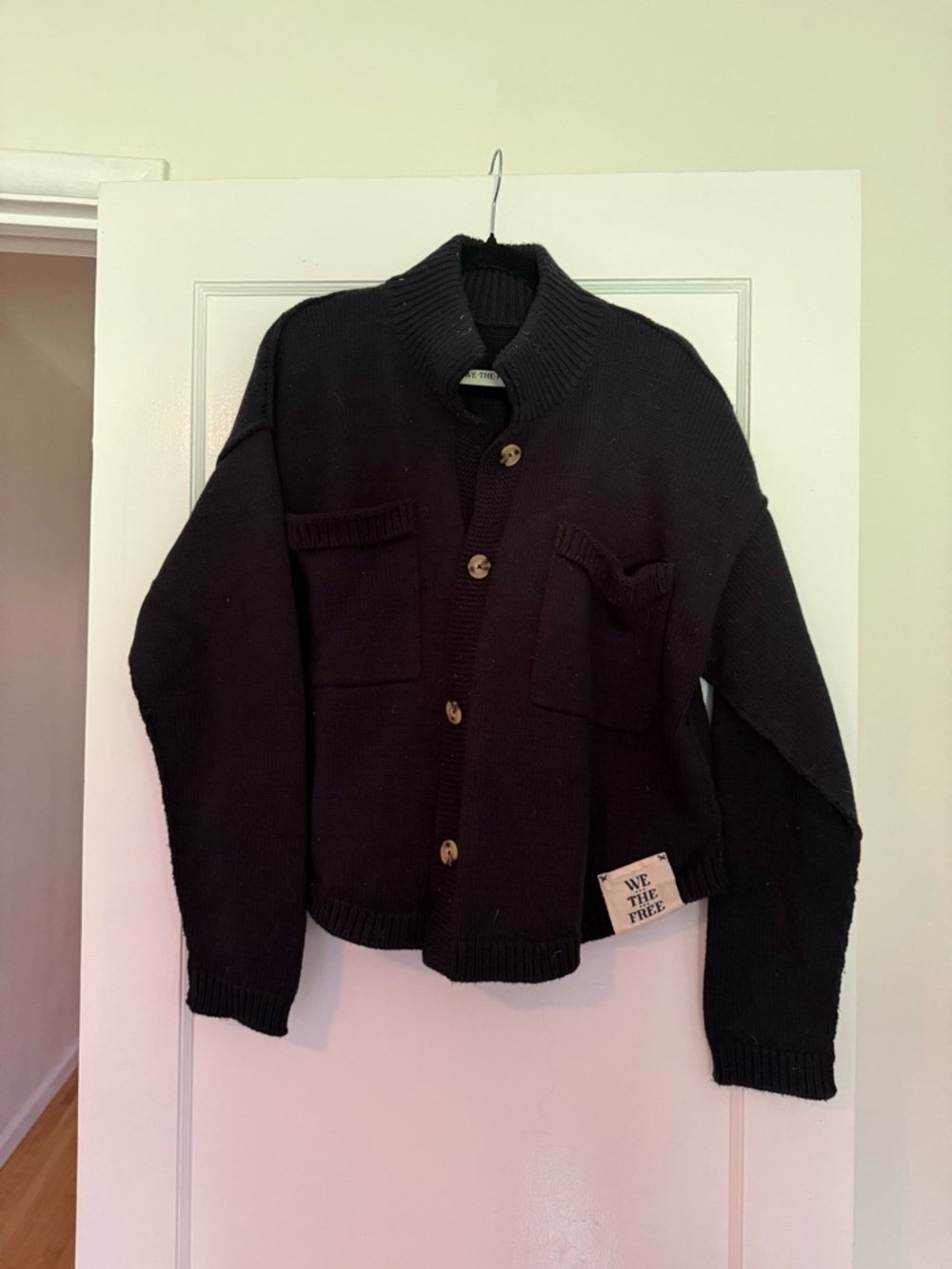 Free people Black Chunky Button Cardigan